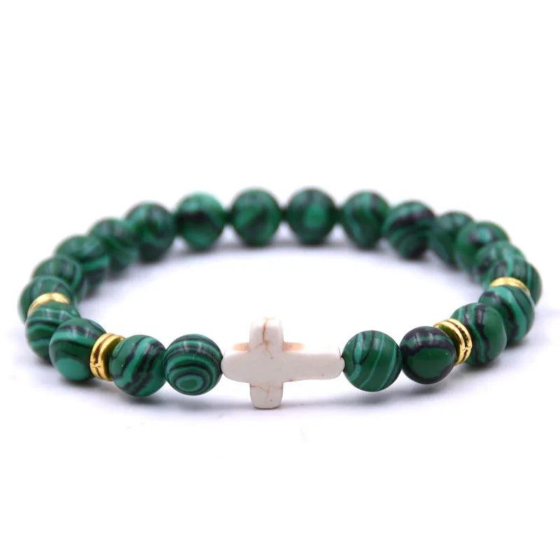 New Fashion Women's Creative Colorful Volcanic Stone Cross Crystal Bracelet Festival Lover DIY Charm Jewelry Foot Chain Gift