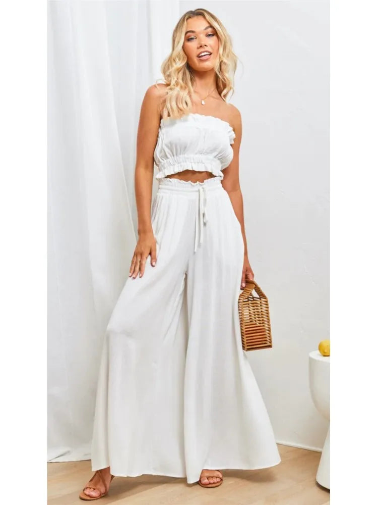 Women's Boho Pant Casual High Waist Loose Sweatpants Trousers Capris Wide Leg Pants Skirt Fashion Women Clothes Pantalones Mujer