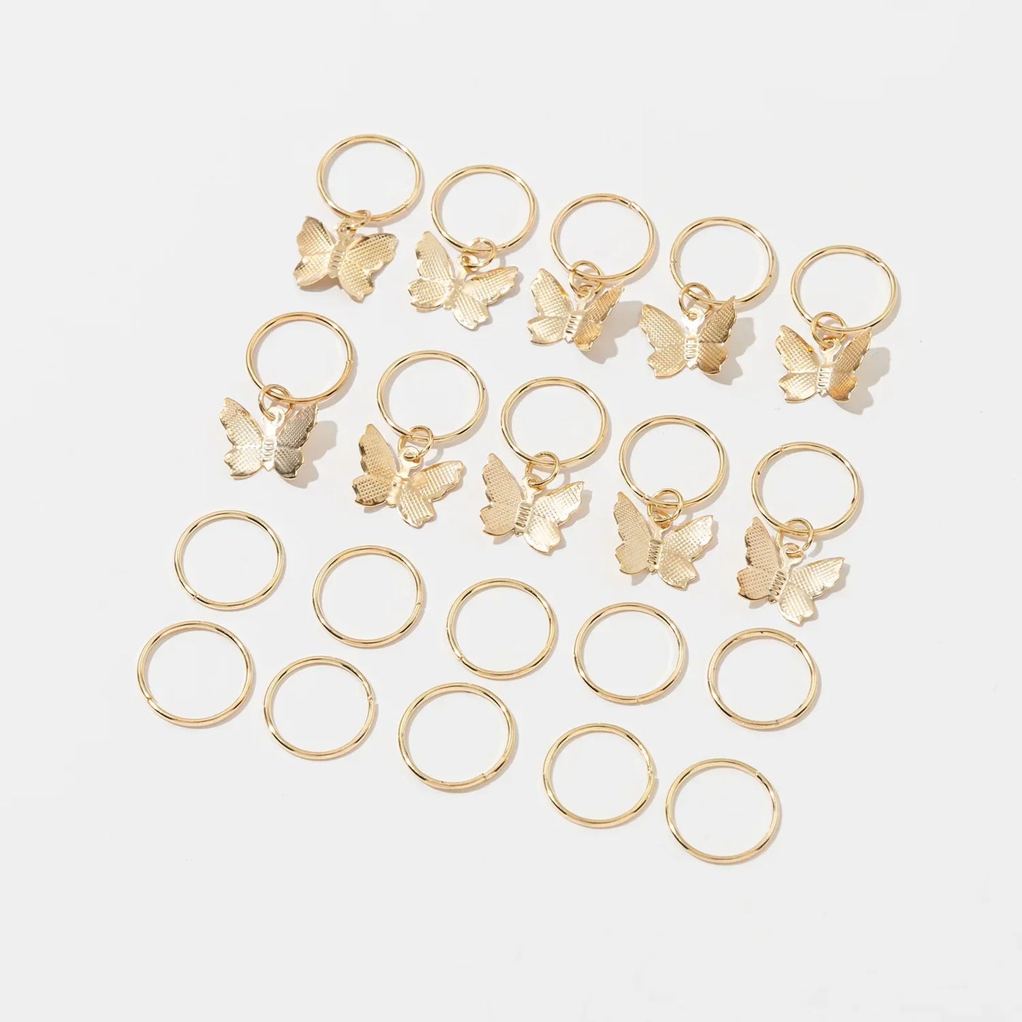 20pcs Boho Butterfly Hair Ring Dreadlocks Beads Hair Braid Rings Clips Dread Locks Hair Braiding Accessories