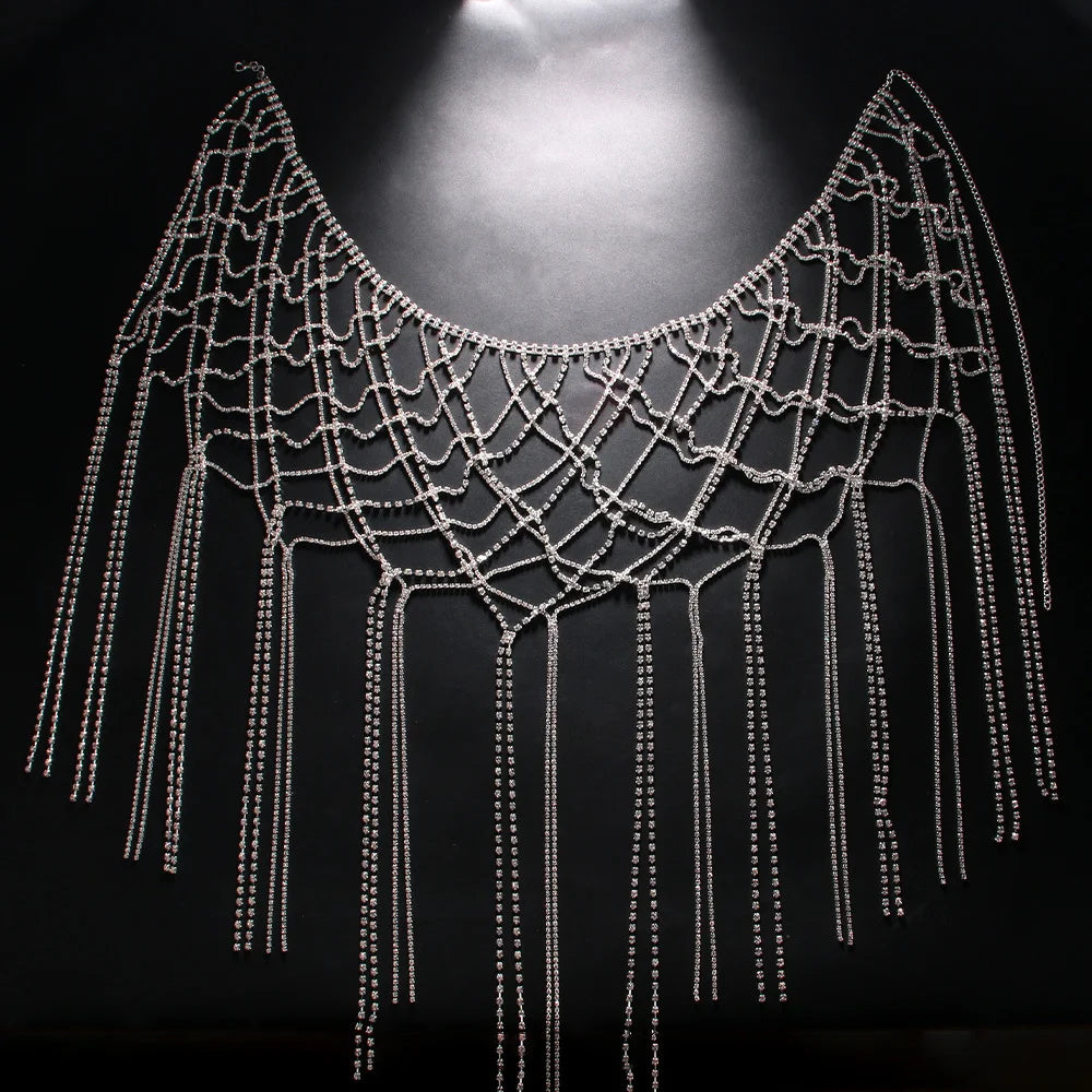 New Crystal Sexy Net Skirt Bling Rhinestone Waist Chain Clubwear Party Body Chain Women Rave Festival Outfit