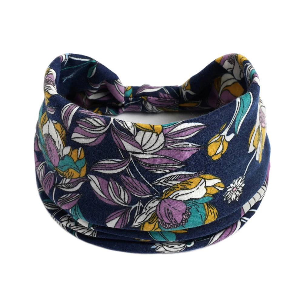Bohemian Style Elastic Hair Bands Yoga Headband Women Headwear Print Vintage Cross Unisex Scrunchies Hair Accessories