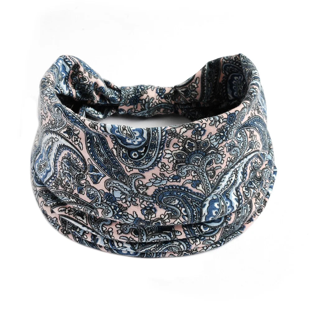 Bohemian Style Elastic Hair Bands Yoga Headband Women Headwear Print Vintage Cross Unisex Scrunchies Hair Accessories