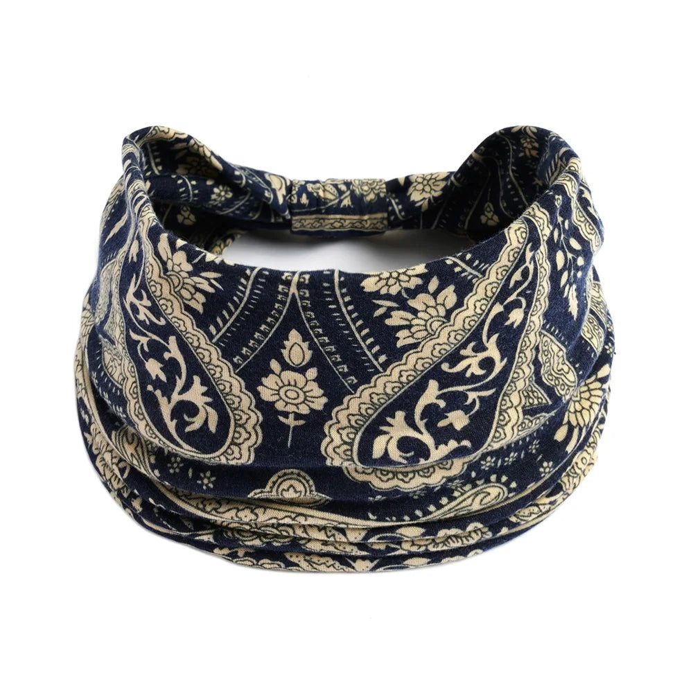 Bohemian Style Elastic Hair Bands Yoga Headband Women Headwear Print Vintage Cross Unisex Scrunchies Hair Accessories