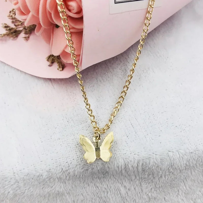 New Fashion Delicate Bohemia Women Gold Color Butterfly Moon Cross Chain Boho Custom Jewelry