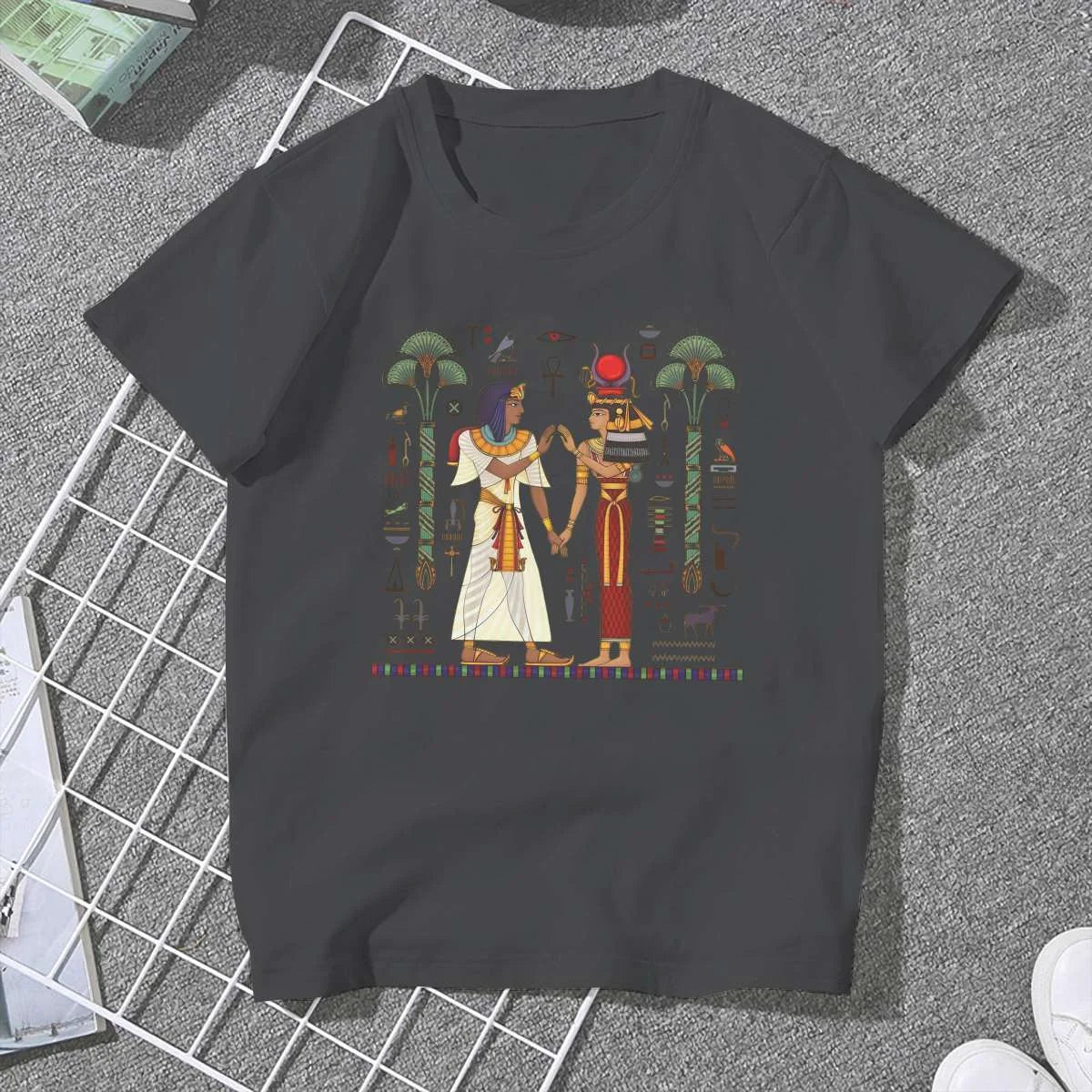 Hieroglyph Symbolancient Culture Sing Symbo Fene Clothes Egyptian Ancient Egypt T-shirt Goth Vintage Female Top Informal