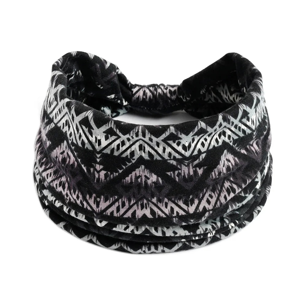 Bohemian Style Elastic Hair Bands Yoga Headband Women Headwear Print Vintage Cross Unisex Scrunchies Hair Accessories