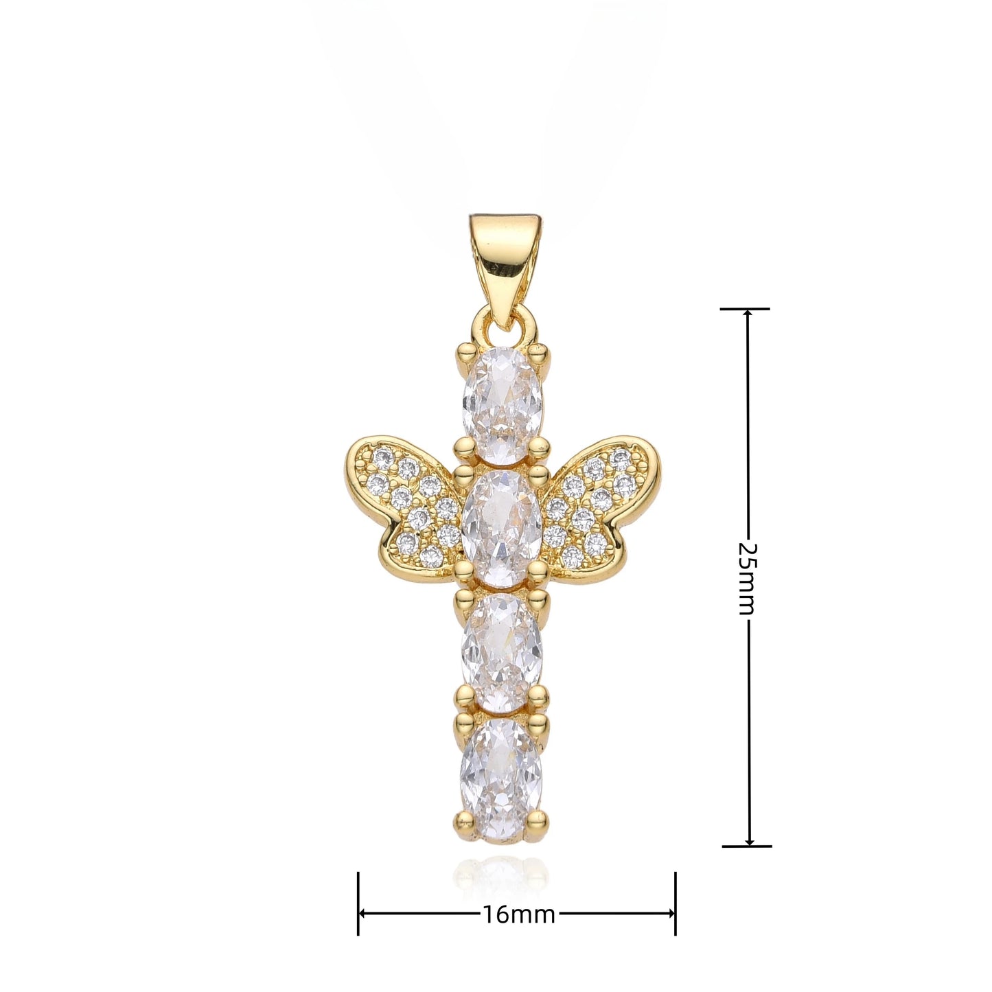 Gold Color Holy Spirit Eagle Charms Cubic Zirconia Necklace for Women/Men CZ Choker Chain Pendant DIY Jewelry Accessories Gift