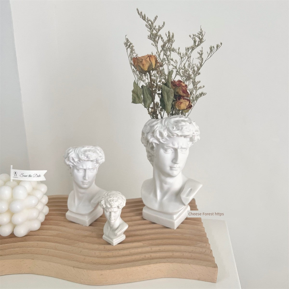 INS Style David Statue Flower Holder Desktop Decoration Makeup Brush Storage Pen Holder Vase Art Vase Photo Props