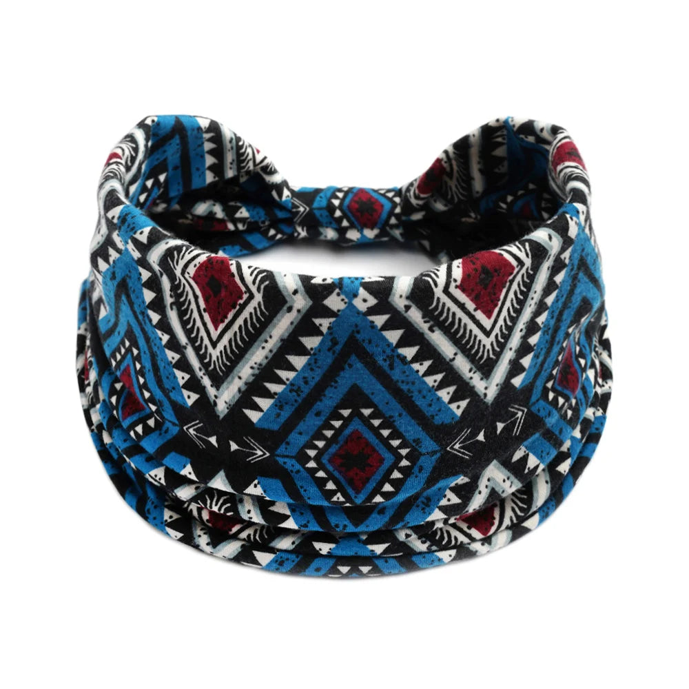 Bohemian Style Elastic Hair Bands Yoga Headband Women Headwear Print Vintage Cross Unisex Scrunchies Hair Accessories