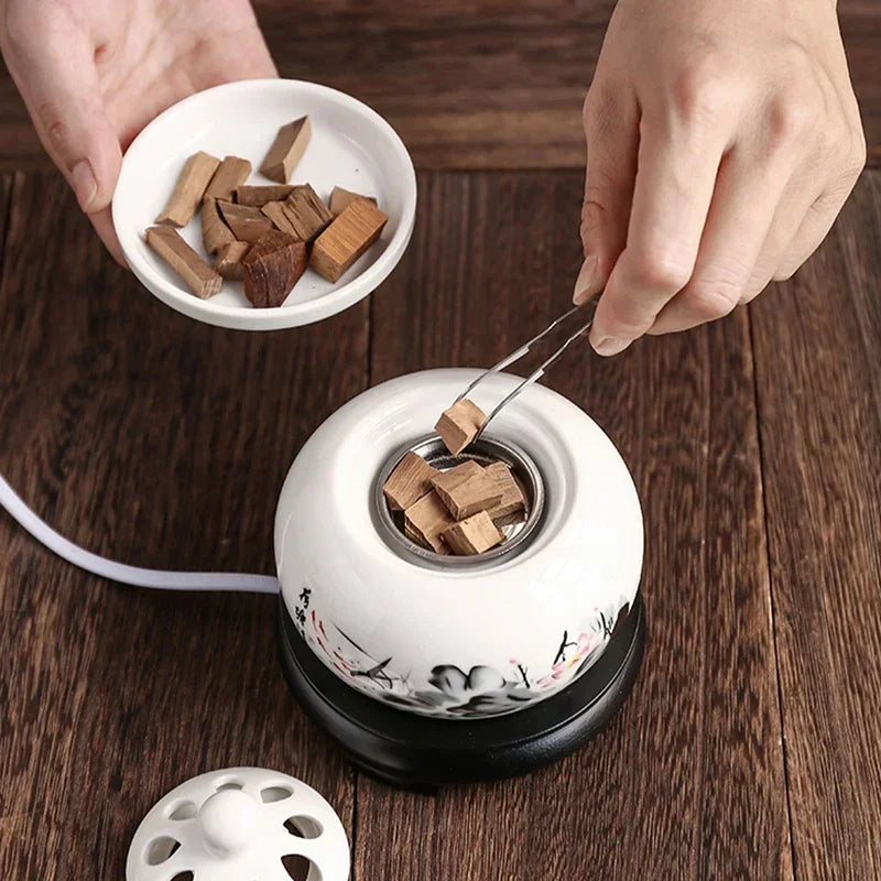 YXY Electronic Incense Burner with Timing 110V/220V Essential Oil Lamps Sandalwood OUD Ceramic Stove Aroma Home Office Yoga