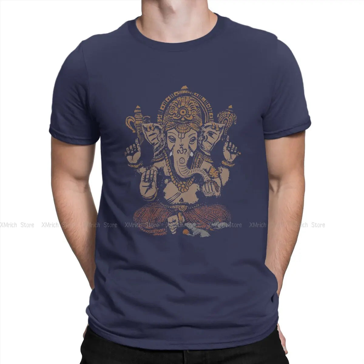 Men's T-Shirts Ganesha 3D Novelty Cotton Tees Short Sleeve Shiva Hindu God India Lingam T Shirts Round Neck Clothes Summer
