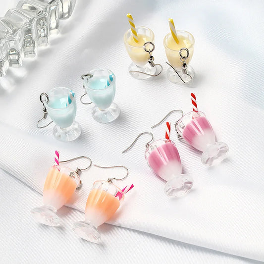 Boho Spring Summer Women's Earrings Tea With Milk Acrylic Fruit Cup Trend Fashion Originality Jewelry Sweet Lovely Girl Earrings