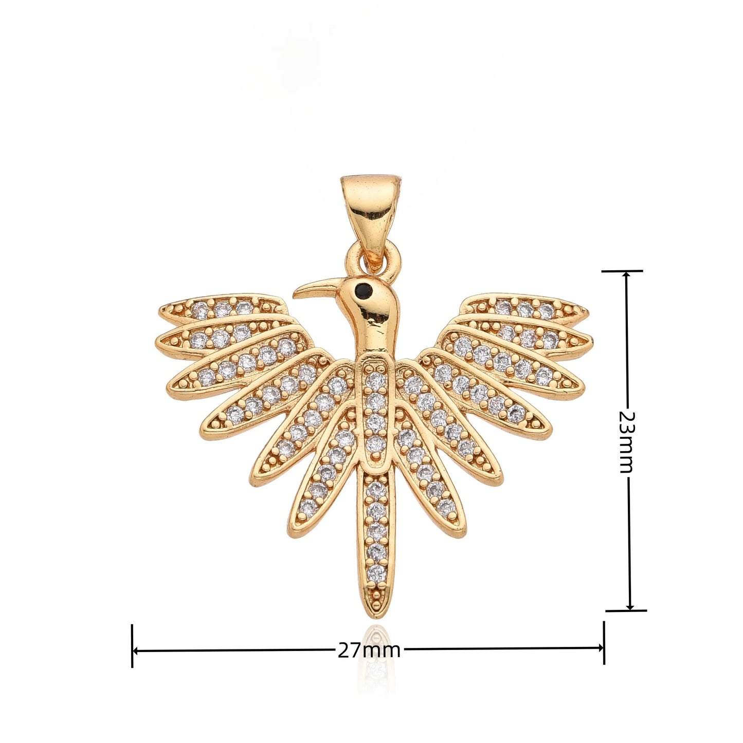 Gold Color Holy Spirit Eagle Charms Cubic Zirconia Necklace for Women/Men CZ Choker Chain Pendant DIY Jewelry Accessories Gift