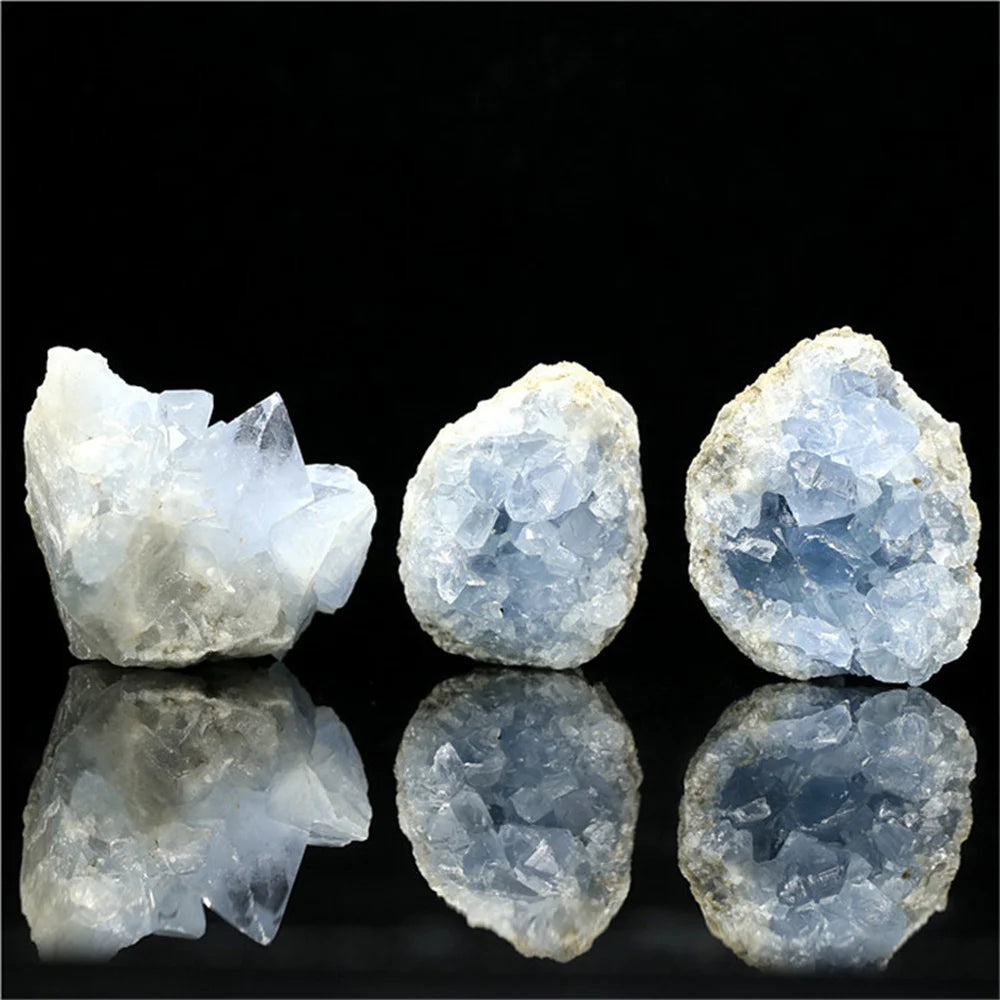 Natural Beautiful Madagascar Druzy Cluster Celestite Crystal Raw Sky Blue Geode Rough Mineral Specimen