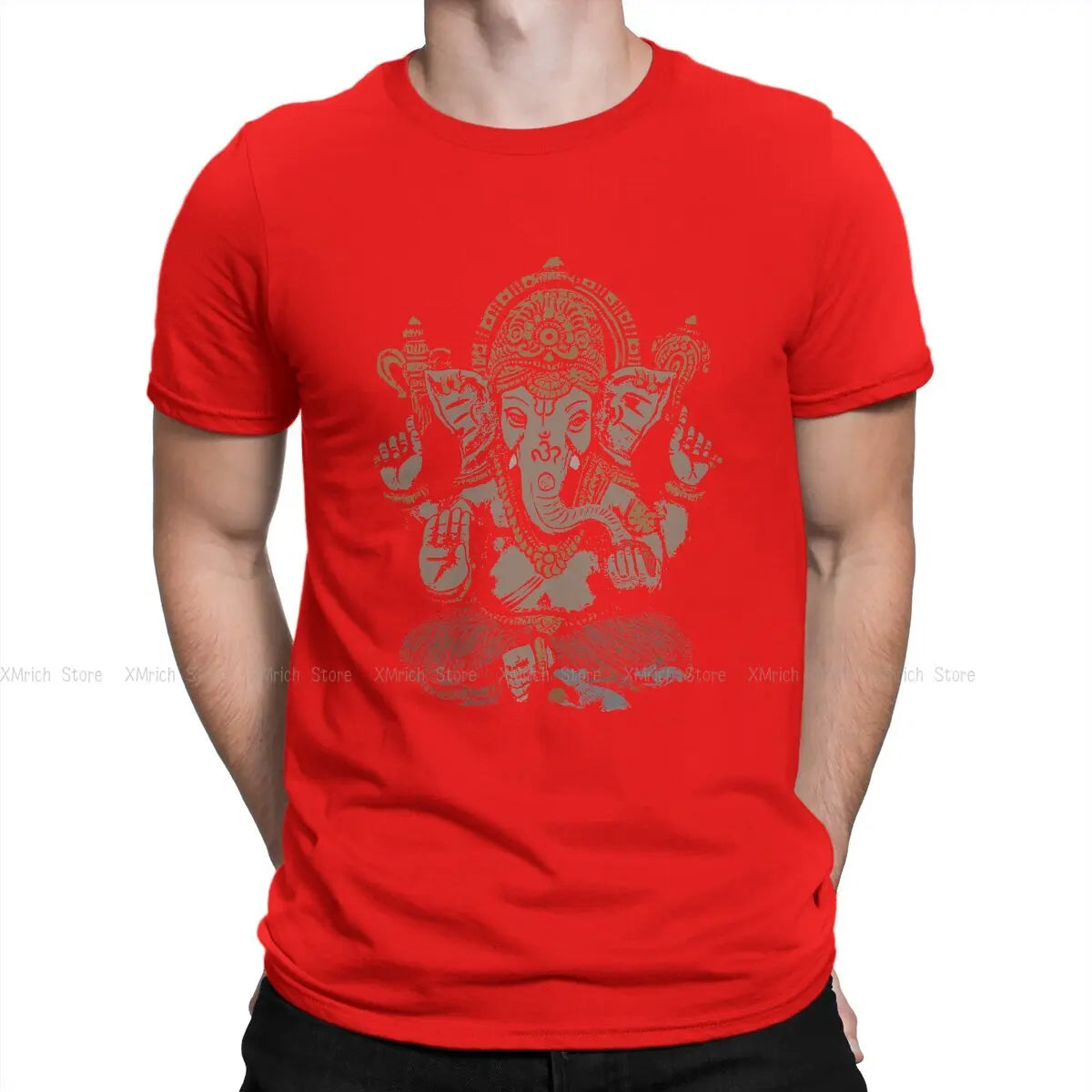 Men's T-Shirts Ganesha 3D Novelty Cotton Tees Short Sleeve Shiva Hindu God India Lingam T Shirts Round Neck Clothes Summer