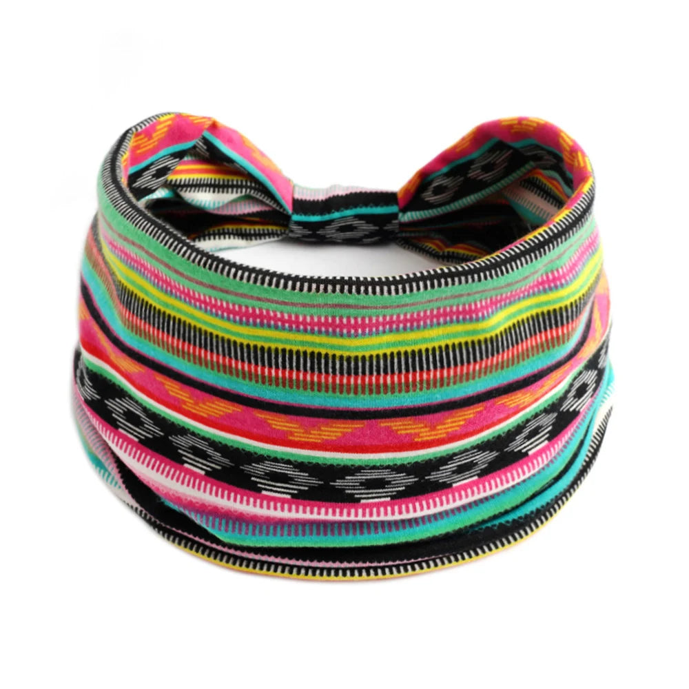 Boho Knot Turbans Yoga Elastic Head Wrap Women Headband Wide Hairbands Headwear Floral Bandanas Fashion Hair Band Accessories