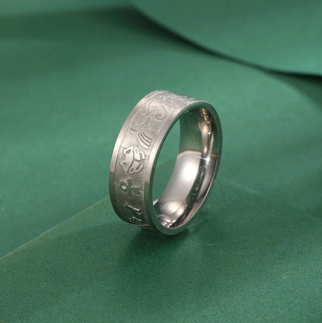 Stainless Steel Eye Of Horus Ankh Rings For Men Women Stainless Steel Ancient Egyptian Jewelry Punk Finger Ring