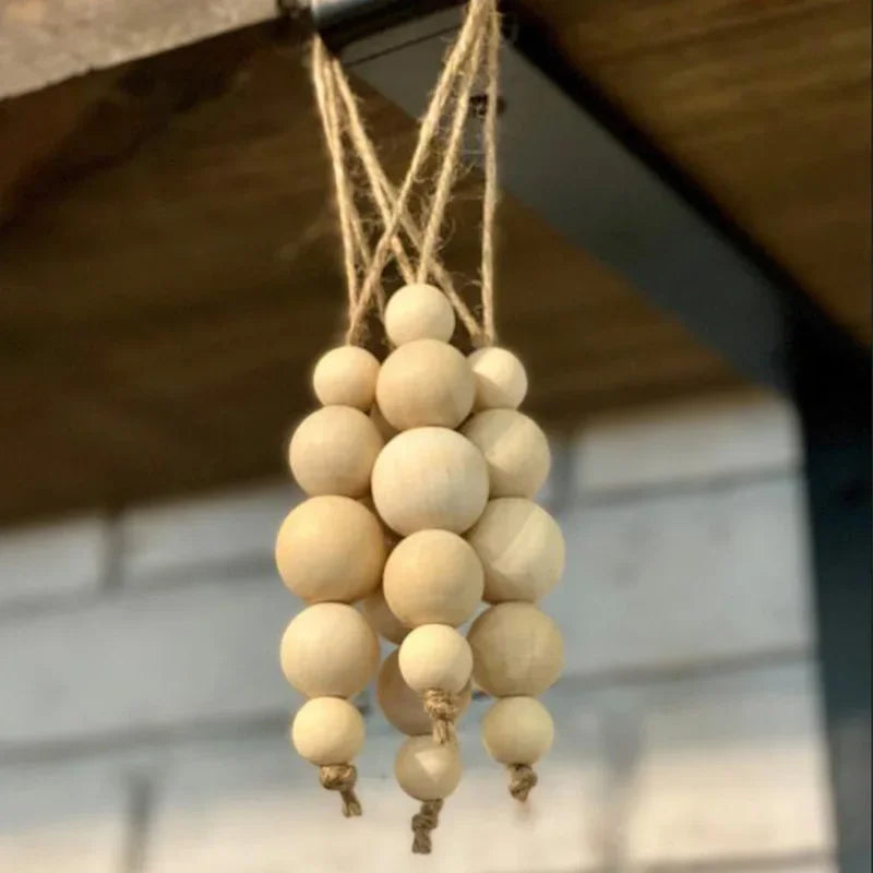 5pcs Wood Bead Ornaments rustic wedding modern farmhouse boho minimalist Christmas Holiday Xmas Tree home table decoration gift