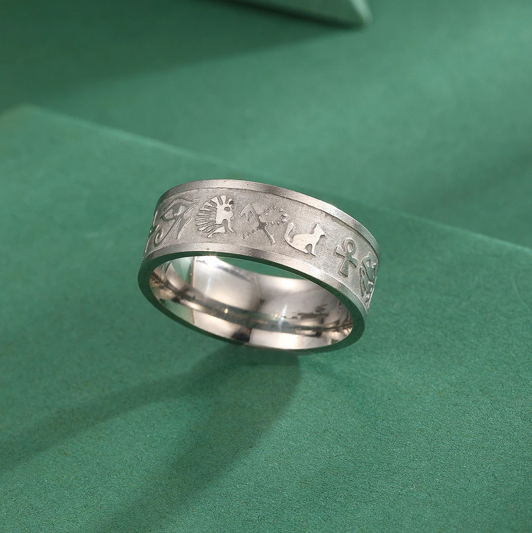 Stainless Steel Eye Of Horus Ankh Rings For Men Women Stainless Steel Ancient Egyptian Jewelry Punk Finger Ring