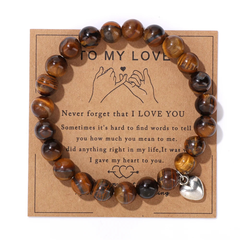 Fashion Tiger Eye Beaded Bracelet Natural Stone Stretch Bracelet With Different Blessings Women Men Protection Spiritual Jewelry