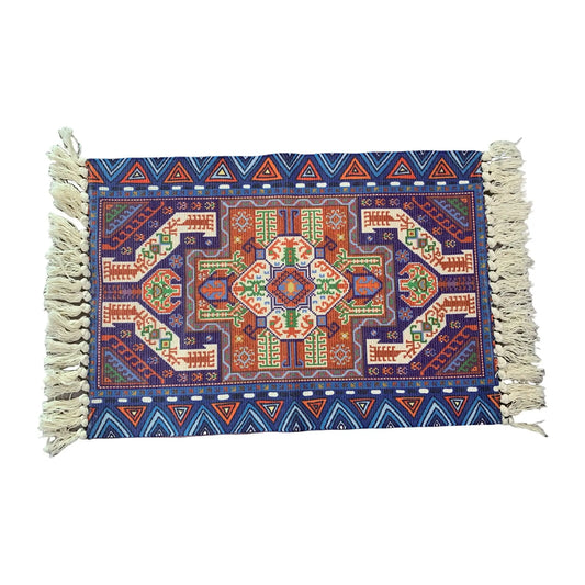Small Throw Boho Bathroom Rug for Bath, Cotton Woven Area Carpet with Tassel for Entryway Kitchen Sink Front Door