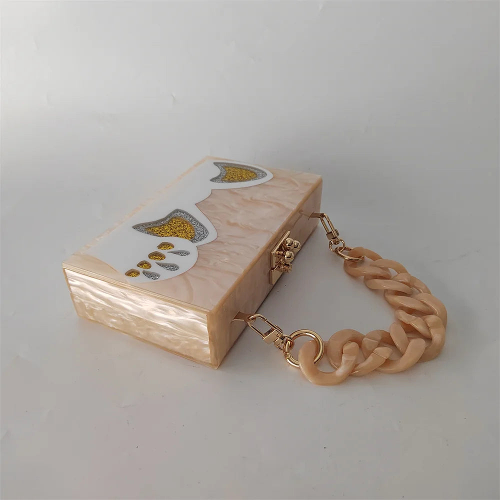 Cartoon Pearl Nude White Female Mini  Wallet Brand Women Acrylic Evening Bag Wedding Party Clutch Purse Prom Casual Box Handbag