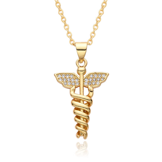 Gold Color Holy Spirit Eagle Charms Cubic Zirconia Necklace for Women/Men CZ Choker Chain Pendant DIY Jewelry Accessories Gift
