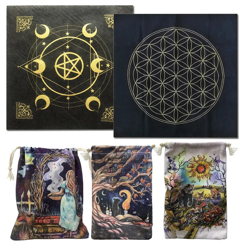 The Flower Of Life Crystal Lattice Soft Lightweight Tarot Cards Special Tablecloth Tarot Deck Game Table Cloth Board Games