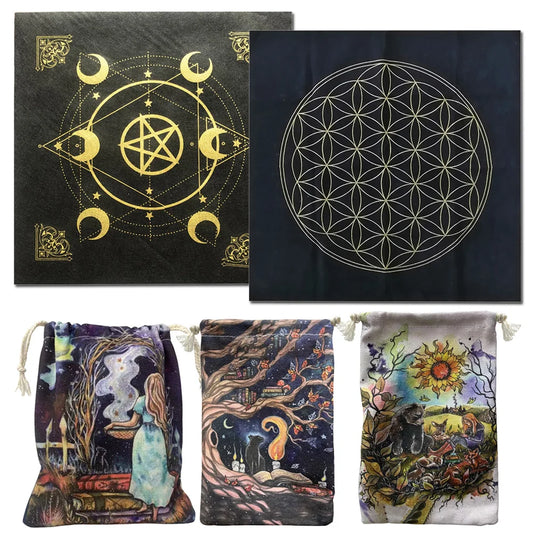 The Flower Of Life Crystal Lattice Soft Lightweight Tarot Cards Special Tablecloth Tarot Deck Game Table Cloth Board Games