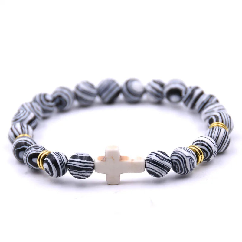 New Fashion Women's Creative Colorful Volcanic Stone Cross Crystal Bracelet Festival Lover DIY Charm Jewelry Foot Chain Gift