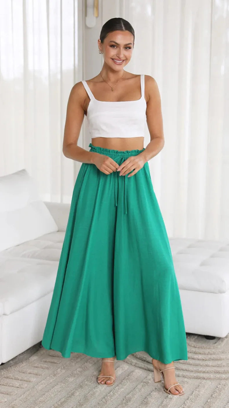 Women's Boho Pant Casual High Waist Loose Sweatpants Trousers Capris Wide Leg Pants Skirt Fashion Women Clothes Pantalones Mujer