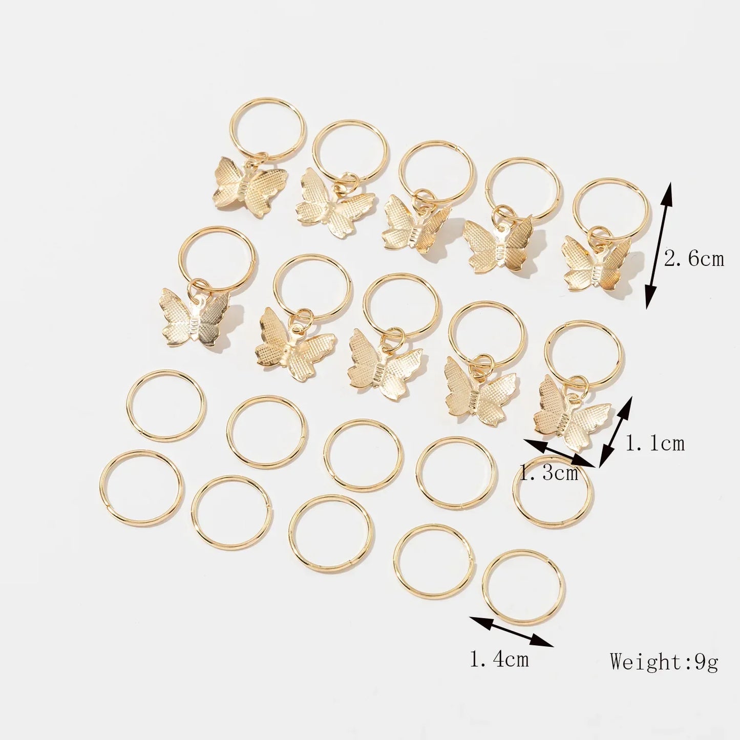 20pcs Boho Butterfly Hair Ring Dreadlocks Beads Hair Braid Rings Clips Dread Locks Hair Braiding Accessories
