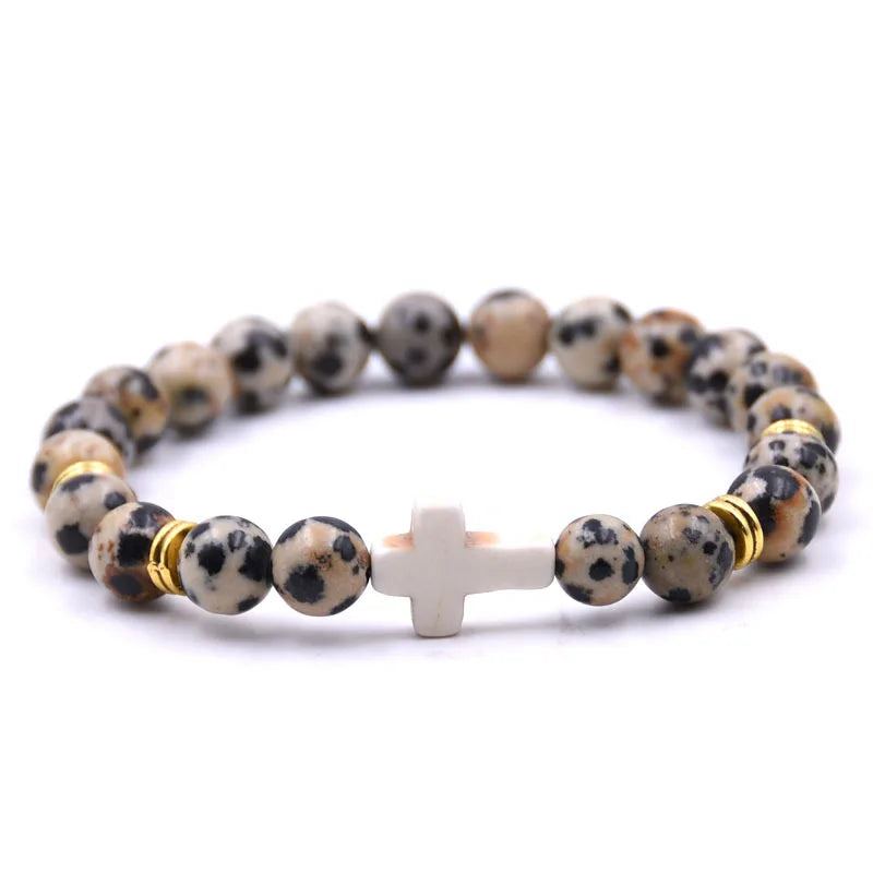 New Fashion Women's Creative Colorful Volcanic Stone Cross Crystal Bracelet Festival Lover DIY Charm Jewelry Foot Chain Gift