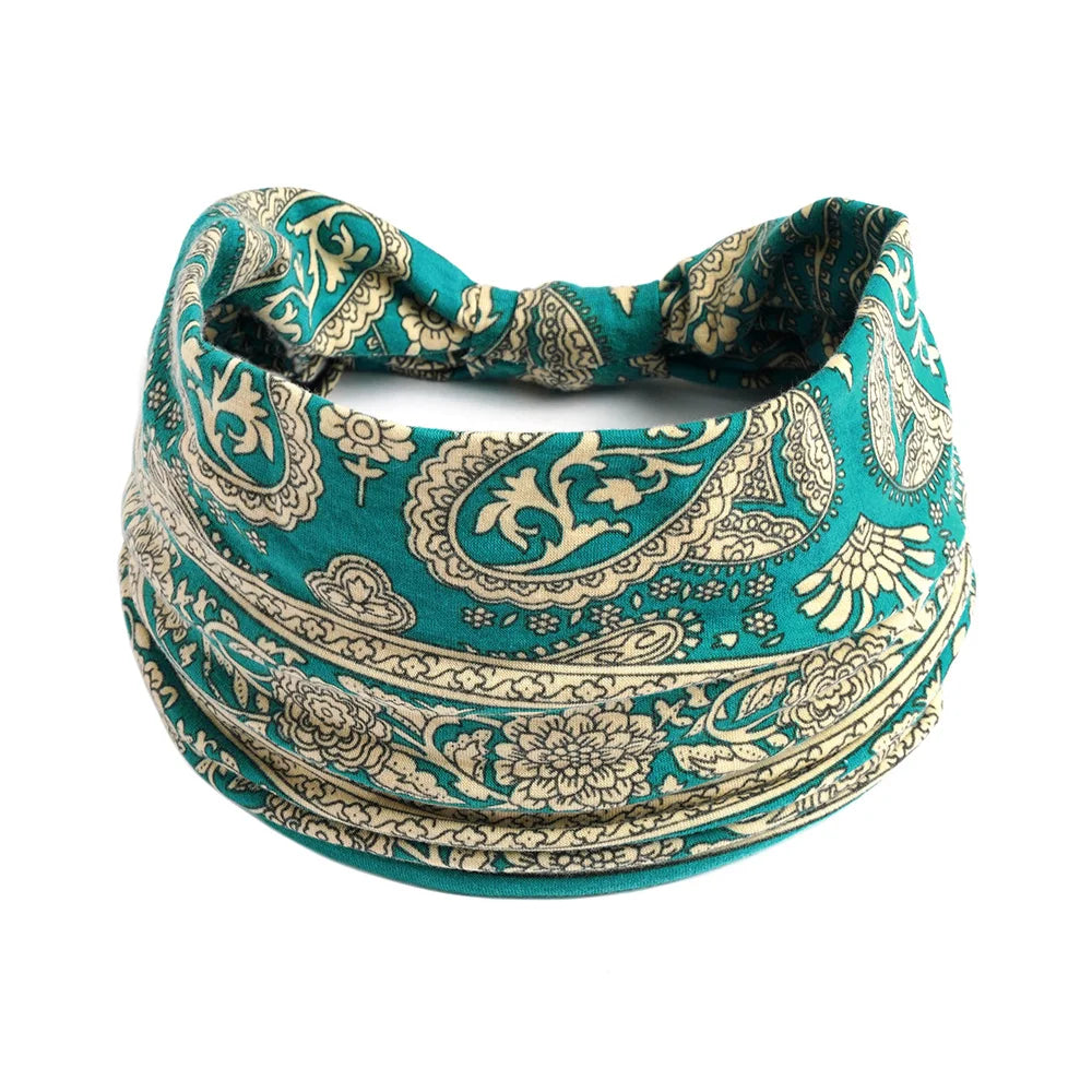 Bohemian Style Elastic Hair Bands Yoga Headband Women Headwear Print Vintage Cross Unisex Scrunchies Hair Accessories