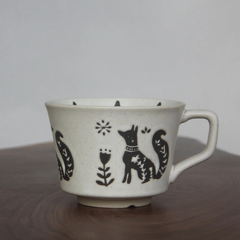 Ceramic Latte Mug 13.4oz Porcelain Coffee Cups with Handle Boho Cup for Tea Hot Cocoa Cappuccino Home Office Cafe Birthday Gift