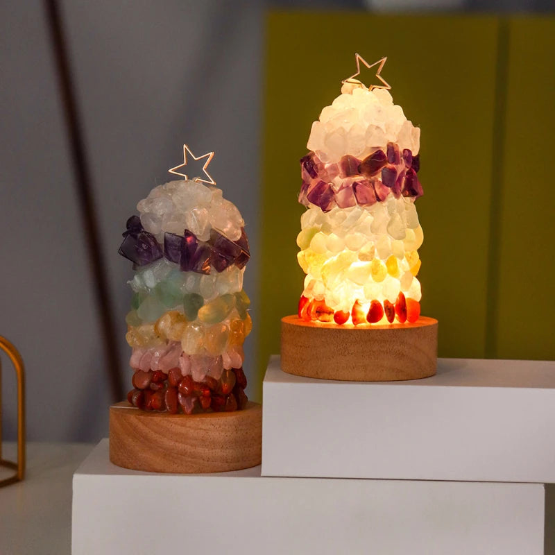 Creative Handmade Natural Colorful Crystal Gravels Night Light Amethyst Clear Quartz Cute Christmas Kids Gift Bedroom Decoration