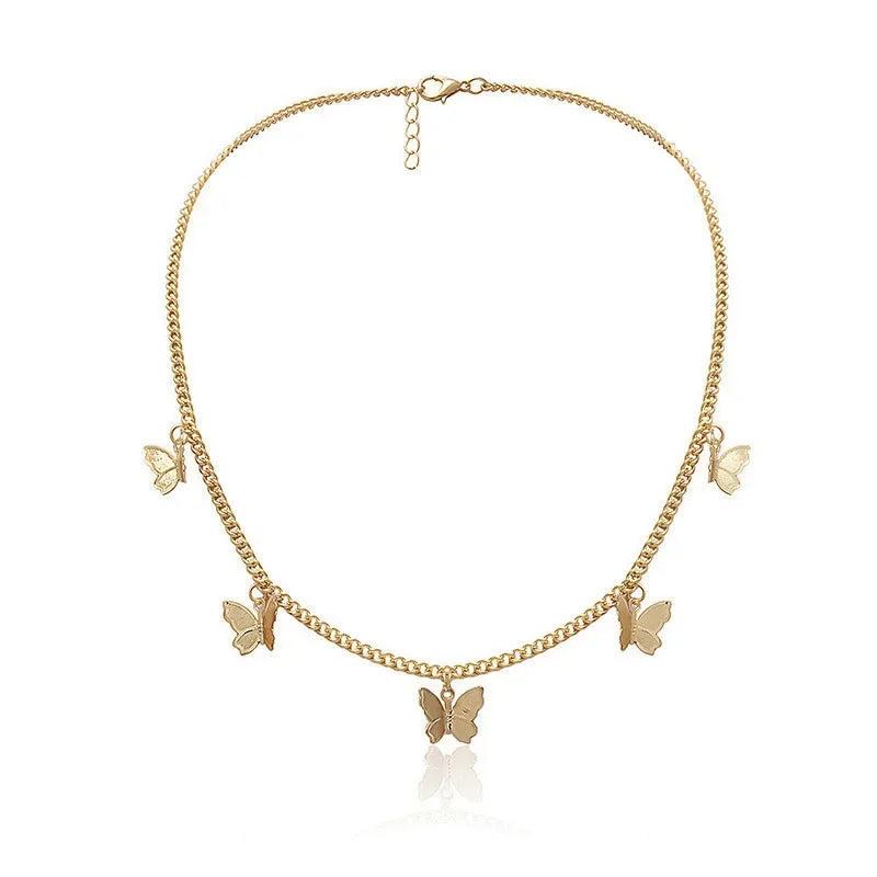 New Fashion Delicate Bohemia Women Gold Color Butterfly Moon Cross Chain Boho Custom Jewelry