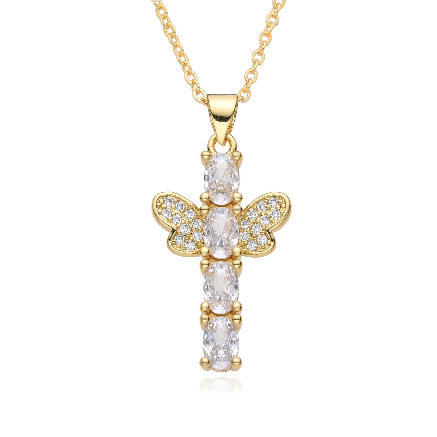Gold Color Holy Spirit Eagle Charms Cubic Zirconia Necklace for Women/Men CZ Choker Chain Pendant DIY Jewelry Accessories Gift