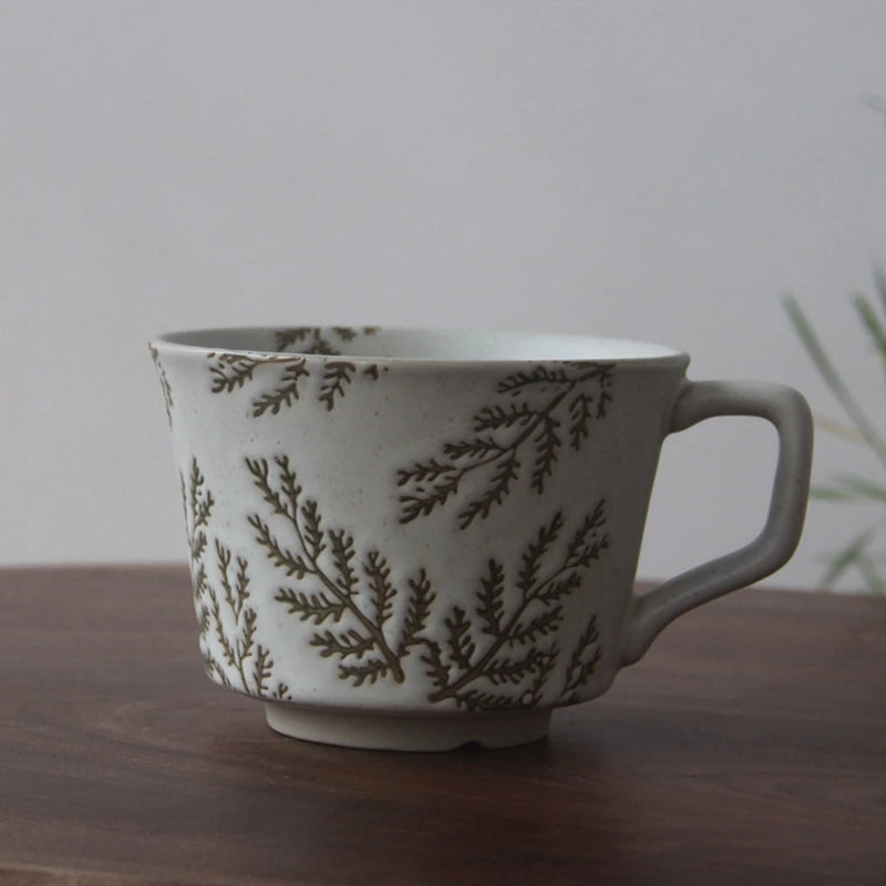 Ceramic Latte Mug 13.4oz Porcelain Coffee Cups with Handle Boho Cup for Tea Hot Cocoa Cappuccino Home Office Cafe Birthday Gift