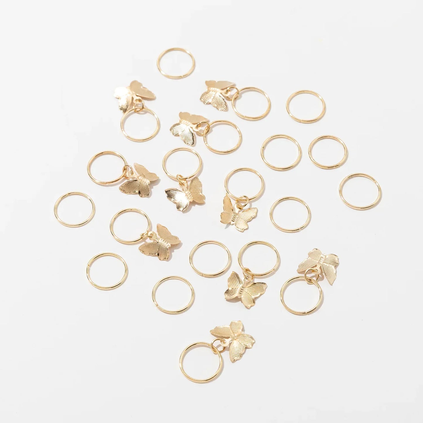 20pcs Boho Butterfly Hair Ring Dreadlocks Beads Hair Braid Rings Clips Dread Locks Hair Braiding Accessories