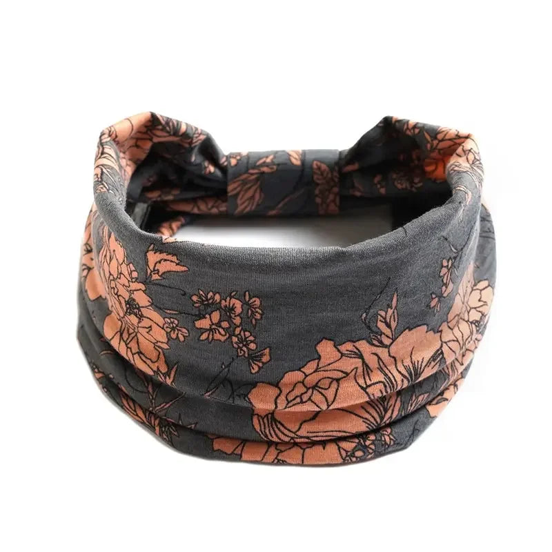 Bohemian Style Elastic Hair Bands Yoga Headband Women Headwear Print Vintage Cross Unisex Scrunchies Hair Accessories