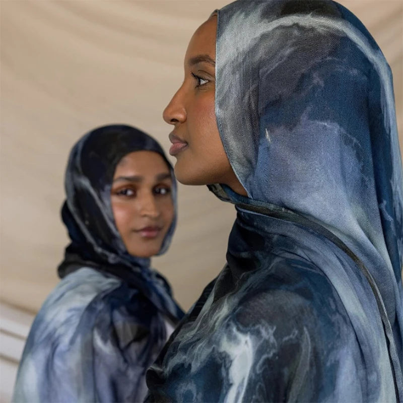 1Pcs Islam Ramadan Watercolor Print Hijab Women Bohemian Soft Muslim Hijabs Foulard Femme Shawl Wrap Scarf Headscarf