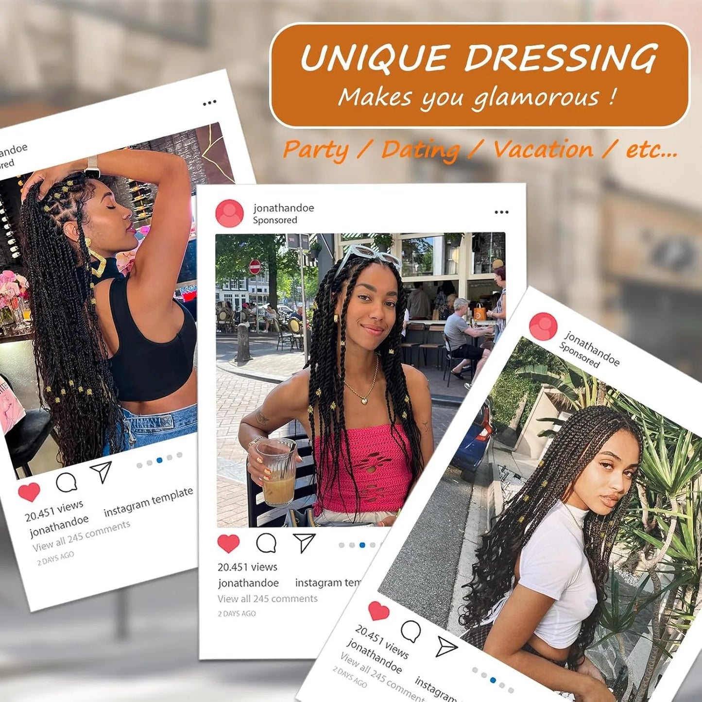 220pcs DIY Gold Hair Accessories, Loc Jewelry For Braids Metal Decoration Boho Cuff For Dreadlocks