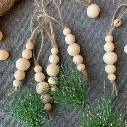 5pcs Wood Bead Ornaments rustic wedding modern farmhouse boho minimalist Christmas Holiday Xmas Tree home table decoration gift