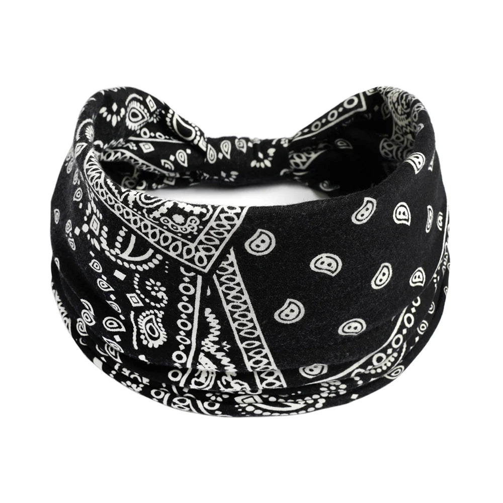 Bohemian Style Elastic Hair Bands Yoga Headband Women Headwear Print Vintage Cross Unisex Scrunchies Hair Accessories