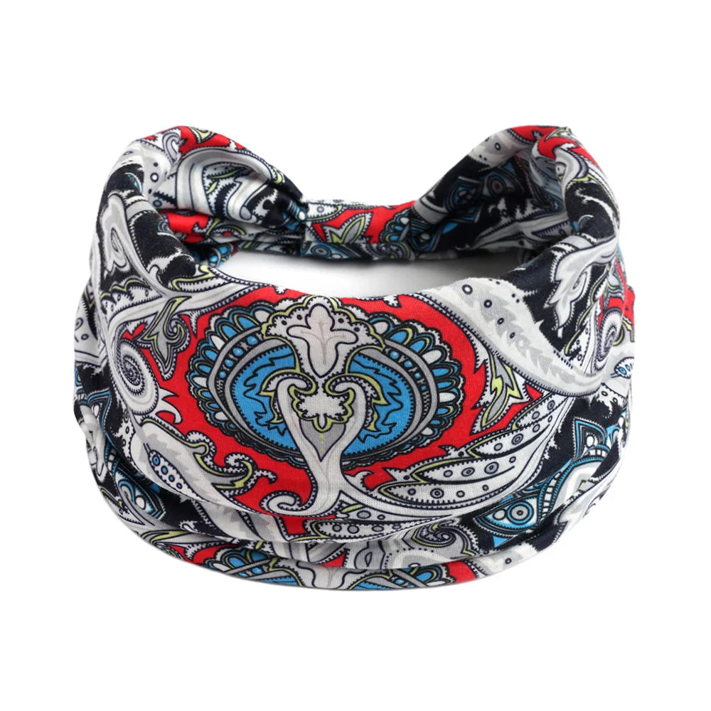 Bohemian Style Elastic Hair Bands Yoga Headband Women Headwear Print Vintage Cross Unisex Scrunchies Hair Accessories