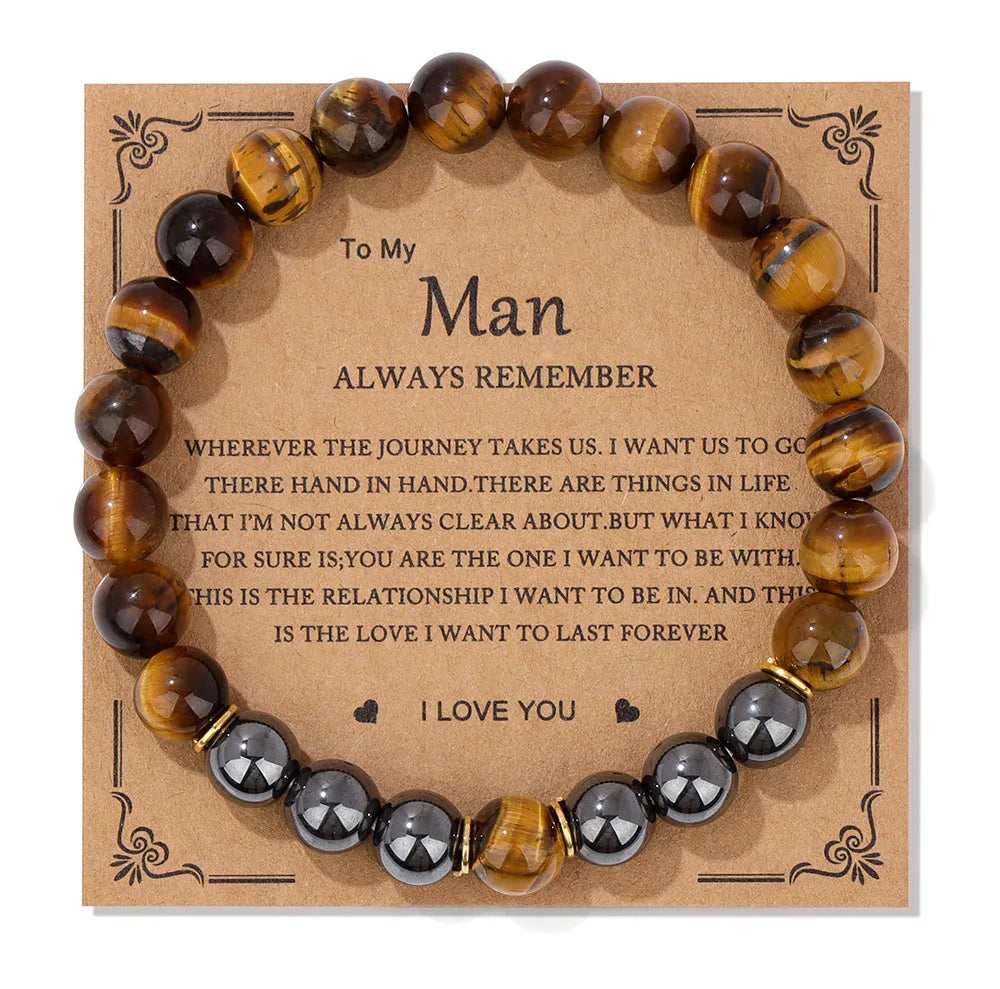 Fashion Tiger Eye Beaded Bracelet Natural Stone Stretch Bracelet With Different Blessings Women Men Protection Spiritual Jewelry