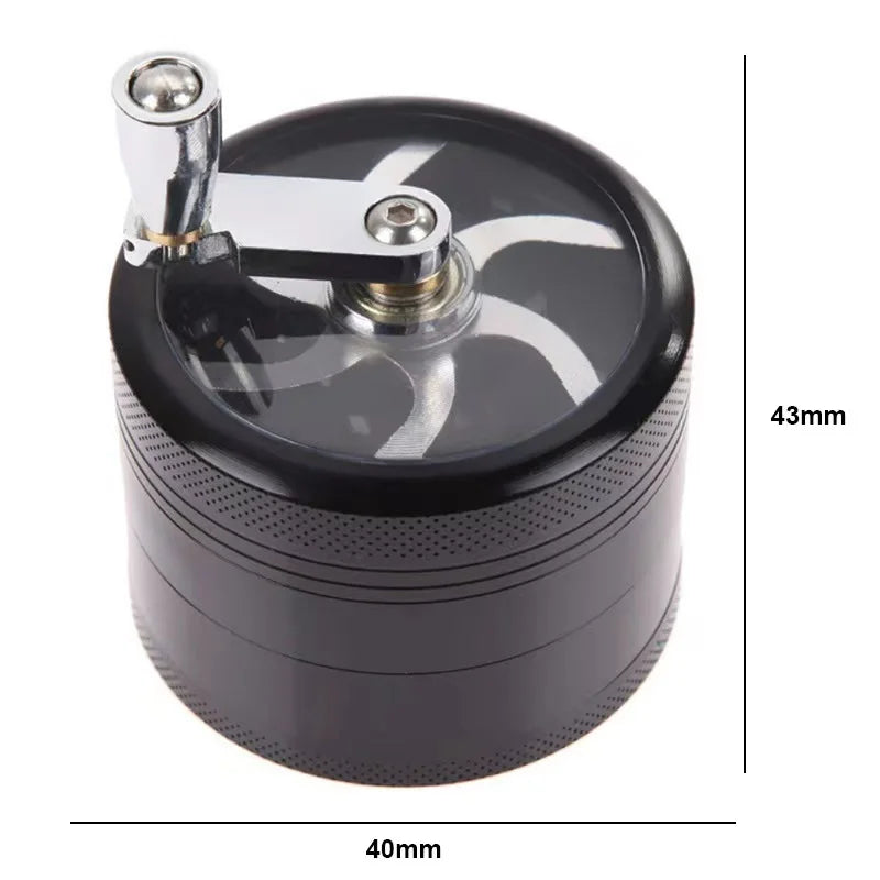 Mini 40mm, 4-layer tobacco grinder, manual zinc herbal flavor grinder, grass smoke crusher, cigarette accessories