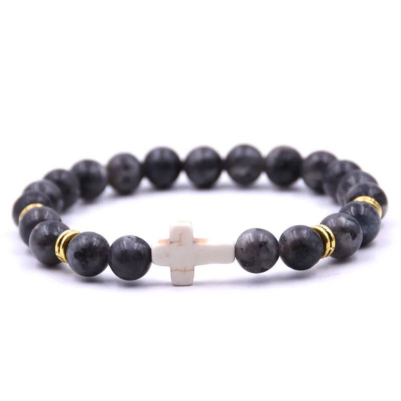 New Fashion Women's Creative Colorful Volcanic Stone Cross Crystal Bracelet Festival Lover DIY Charm Jewelry Foot Chain Gift