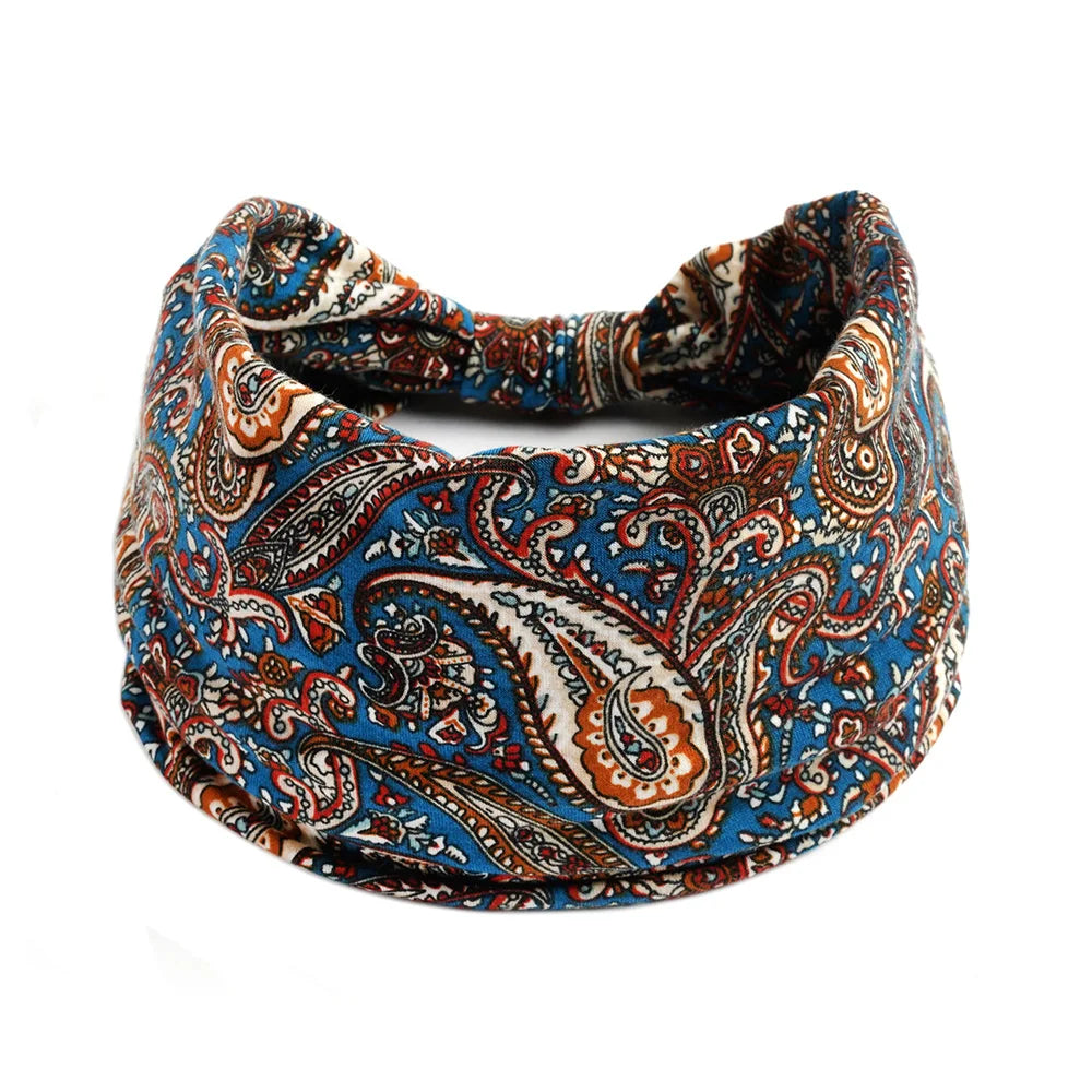 Bohemian Style Elastic Hair Bands Yoga Headband Women Headwear Print Vintage Cross Unisex Scrunchies Hair Accessories